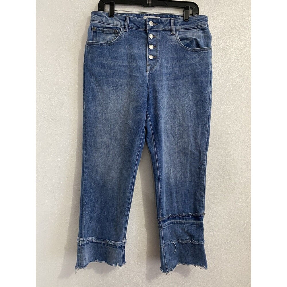 DL1961 Patti Button Fly High Rise Raw Hem Boho Festival Jeans Sz 29 Unique D7
